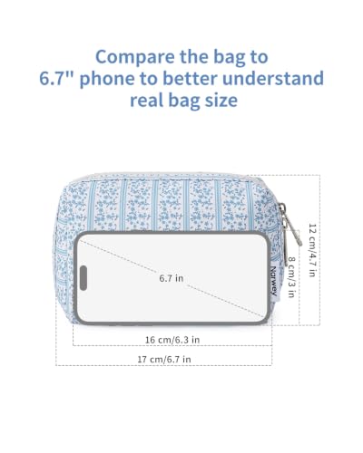 Narwey Small Floral Makeup Bag with Compartments – Travel Cosmetic Pouch