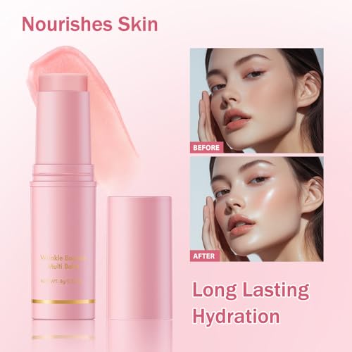 2Pcs Hydrating Multi Eye & Lip Balm Firming Under Eye Balm Stick Make Up Base, Reduce Wrinkle Vegan & Cruelty-Free