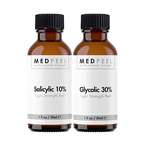 MedPeel Glycolic Acid Peel - Light Strength Chemical Peel Set - with Alpha & Beta Hydroxy Acid Face Peel for all Skin Tones - 10% Salicylic 30ml/1fl oz, 30% Glycolic