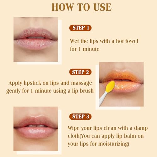 Turmeric Lemon Lip Scrub with Brush - Natural Exfoliator for Dark, Chapped Lips