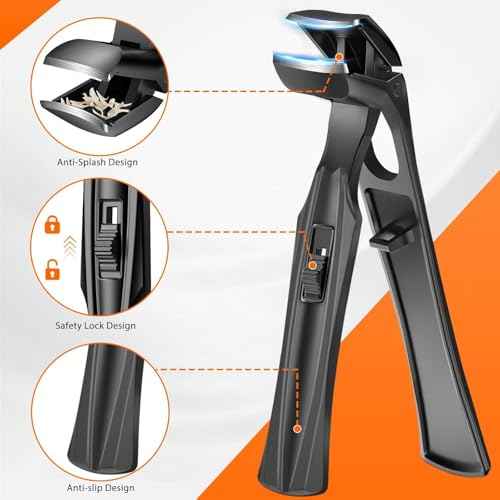 Toenail Clippers for Thick Toenails for Seniors, Angled Head Long Handled Toe Nail Clippers for Men with Wide Jaw Opening, Heavy Duty Large Finger Nail Clippers Adult Cutter with Catcher, Black