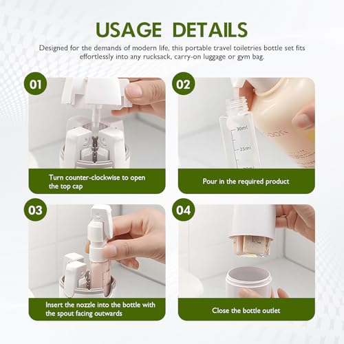 4-in-1 Travel Dispenser Bottles Set - Leak-Proof 120ML Containers