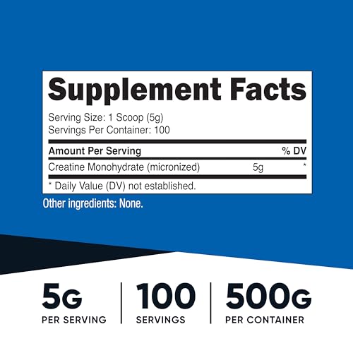 Nutricost Micronized Creatine Monohydrate Powder 500g - 100 Servings