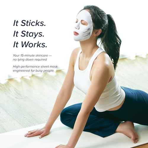 Sealing-in-Moisture Mask | No-Slip, No-Drip, No-Mess 15-Minute Triple-Layer Sheet Mask | Niacinamide, Adenosine &Collagen for Hydration,Firming & Glowing Skin | (18gx5ea)