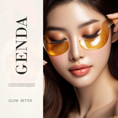 Under Eye Patches for Dark Circles and Puffy Eyes (20 Pairs) 24K Gold Gel Eye Masks Skincare, Vegan and Cruelty Free, Dry & Fine Lines, Eye Bags, Wrinkles, Hydrating, Soothing by GENDA