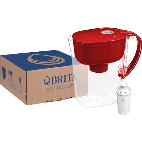 Brita Metro Water Filter Pitcher with SmartLight Filter Change Indicator, BPA-Free, Replaces 1,800 Plastic Water Bottles a Year, Lasts Two Months, Includes 1 Filter, Small - 6-Cup Capacity, Fiery Red