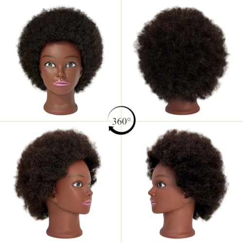 Afro Curly Mannequin Head 100% Human Hair 6" Braiding