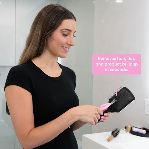 FRAMAR Premium Hair Brush Cleaner Tool ? Hairbrush Cleaner Tool, Brush Cleaner Tool for All Types, Comb Cleaner ? 2 in 1 Design Removes Hair & Build up Instantly ? Pink