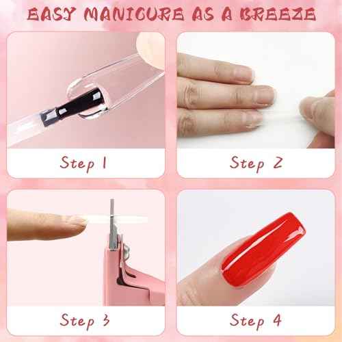 Acrylic Nail Cutter with Magnet Sizer & Length Measurement,Adjustable Stainless Nail Trimmer for Salon Home Nail Art, Professional Nail Clippers for Precise Manicures(Baby Pink)