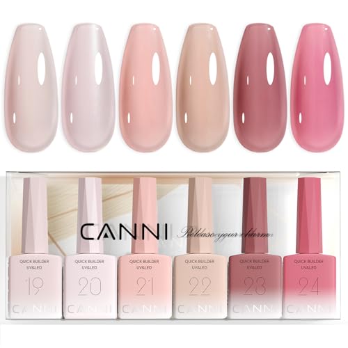 CANNI 6 Pcs Builder Nail Gel Set - Nude Pink Jelly UV LED Extension Gel