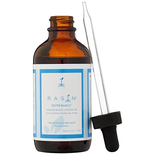 Rasin Castor Oil Organically Brilliant Black Castor Oil. (Peppermint, 4 Fl Oz)