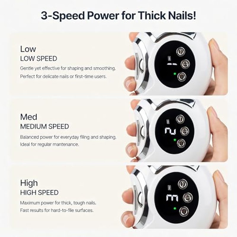 3-in-1 Electric Nail Clippers with LED Light & Storage - Safe Trimmer for Seniors & Adults
