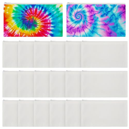 Sanwuta 20 Pcs Cotton Makeup Bags for Tie Dying Items Things to Tie Dye Blank Pure Cotton Pencil Case Cosmetic Bags for Large Groups Dye Party Project(12.5X 7'')
