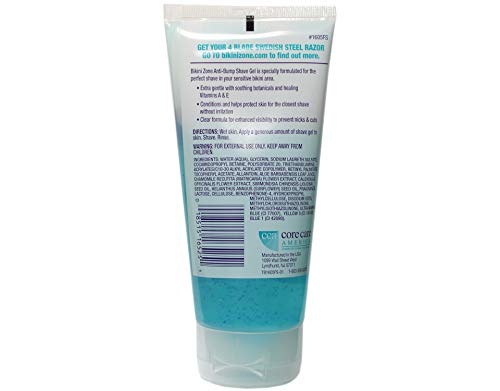 Bikini Zone Shave Gel Anti-Bumps 4 Oz - 2 Pack for Sensitive Bikini Skin