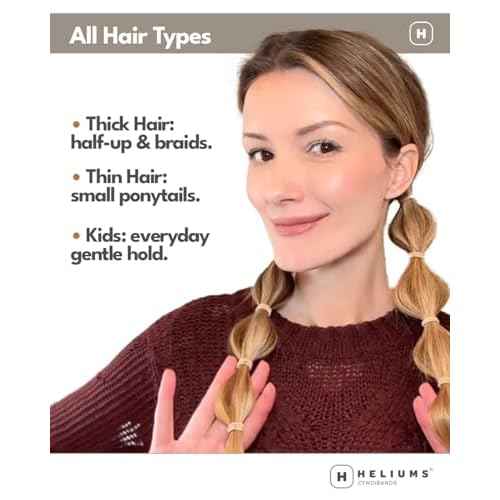 Heliums Small Hair Ties - Red - No Damage Mini 1 Inch Reusable 2mm Elastics for Thin Hair and Kids, Neutral Ponytail Holders - 48 Count