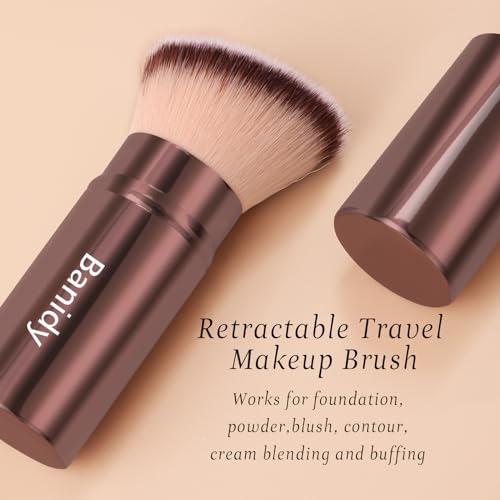 Retractable Kabuki Makeup Brush - Travel Foundation & Blush Brush