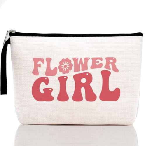 Flower Girl Proposal Flower Girl Gift Makeup Bag Wedding Gifts Bridal Party Gifts Cosmetic Bag for Women Bridesmaid Gifts Zipper Pouch Bag Bridal Shower Gifts Travel Toiletry Bag Wedding Party Gifts