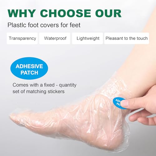 300 Pack Disposable Plastic Foot Covers for Pedicure & Paraffin Wax Treatment