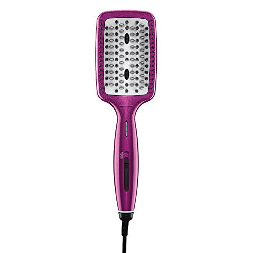Conair Diamond-Infused Ceramic Smoothing Hot Brush/Straightening Brush, Pink, 400 Degree High-Heat with 3 Settings