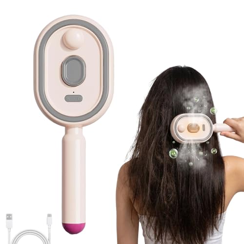 3-in-1 Hair Steamer Brush with Red Light & Cordless Design