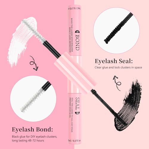 False Eyelashes 240PCS Eyelash Clusters 8-16mm 30D Individual Lashes with Lash Bond and Seal Applicator for Lash Extension Beginners