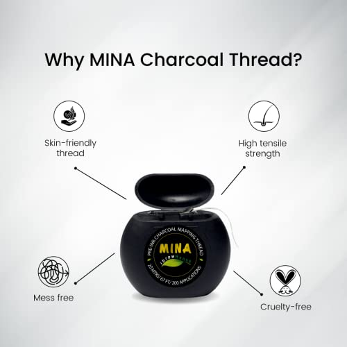 MINA ibrow Pre-Inked Microblading String for Eyebrow Mapping Bamboo Charcoal Thread Mess-Free Measuring Tool for Marking Symmetrical Eyebrows, White, 20M