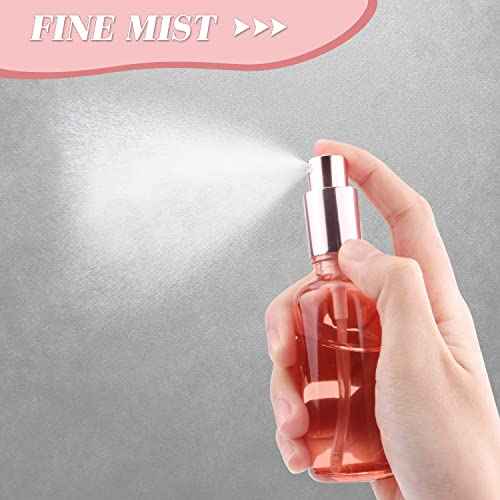 6 Pack 2 Oz Pink Glass Spray Bottles,Empty Perfume Fine Mist Atomizer,Rose-Golden Pump Head Travel Liquid Holder Containers for Cologne,Essential Oils,Body Sprays