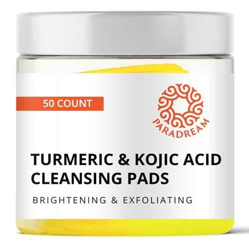 Paradream Turmeric Kojic Acid Cleansing Pads: Face Exfoliating Scrub Pads for Dark Spots - Deep Clean Pores Suitable for all Skin Types 50PCS