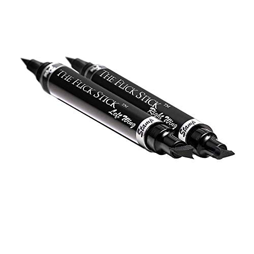 The Flick Stick Winged Eyeliner Stamp by Lovoir, Waterproof Make Up, Smudgeproof, Long Lasting Liquid Eye liner Pen, Vamp Style Wing, 2 Wingliner Pens (12mm Vintage, Midnight Black)