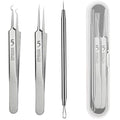Blackhead Remover Tweezers Kit - 3-Piece Acne Extractor Tool Set