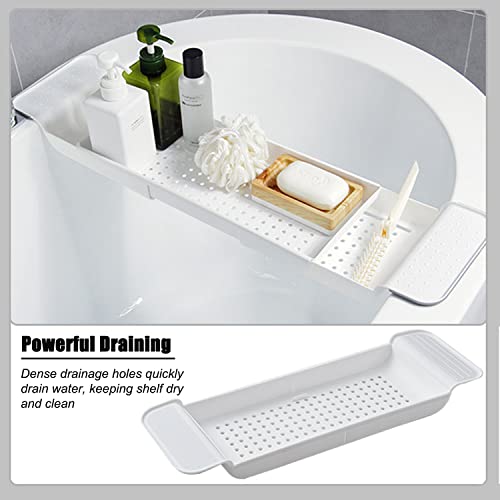 Expandable Bathtub Tray Caddy with Drain Holes & Armrests