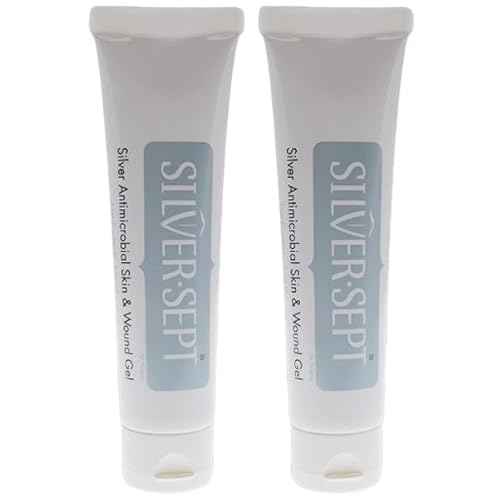 Silver-Sept 3 oz (Pack of 2) Silver Skin and Wound Gel | Silversept Tube for Foot and Leg Treatment, Silver Cream for Scar Care and GeoMetal¢â Gauze Pad