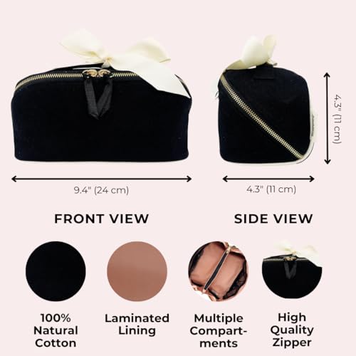 Bag-all Makeup Bag for Women | Cosmetic Bag Organizer for Girls | Makeup Pouch for Traveling | Toiletry Bags for Women | Make Up Travel Pouches | Black