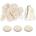50Pcs Natural Loofah Cuts Slice of 3.15inch, Reusable Cleaner Sponge Scrubber, Facial Soap Holder and DIY Customize Soap Tools, with 3Pcs Exfoliating Loofah Pad and 1 Storage Bag