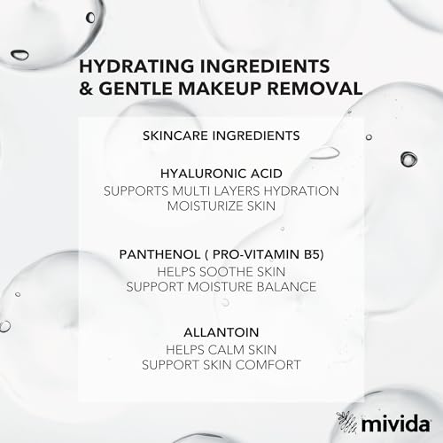 mivida Hypoallergenic Makeup Remover Wipes Bulk Variety Box, 4 Packs Vitamin E + 4 Packs Hyaluronic Acid, Plant-Based, Alcohol & Fragrance Free Makeup Wipes Remover (8 Packs x 50 Wipes), Total 400ct