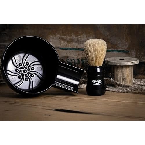The Goodfellas' smile, Shave & Lather Bowl ? Durable Impact?Resistan Resin, Built?In Brush Rest, 4.9¡È Diameter ? Perfect for Traditional Wet Shaving (Black)