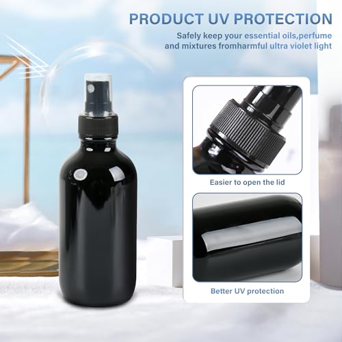 4 Pack 4oz Refillable Glass Spray Bottles - Fine Mist for Skincare & Cleaning
