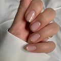 Short Square Press On Nails - Pink French Tip with Gold Accent
