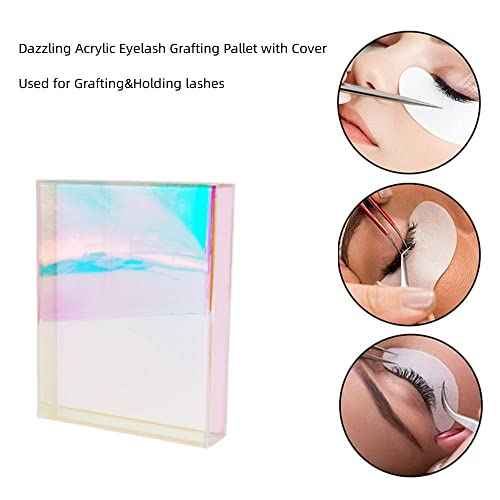 Eyelash Grafting Pallet with Cover, Dust-proof Acrylic Lash Tile holder, Dazzling Eyelash Extensions Storage Gasket Pads for Beauty Artist Salon (Dazzling L)