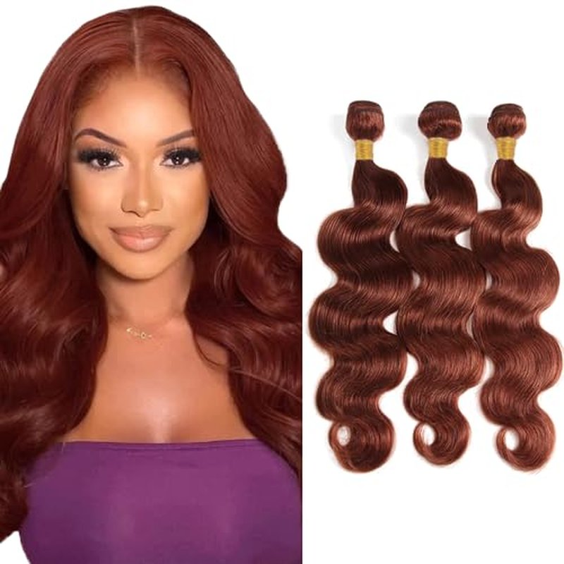 Fridnae 12-Inch Body Wave Human Hair Bundles - Color 33 Auburn Brown