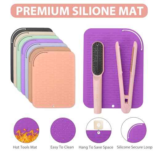 Large Silicone Heat Resistant Mat, Portable Travel Hot Hair Tools Holder Pad for Curling Iron, Flat Iron, Hair Straightener and Other Styling Tools(12.0" x 9.0")