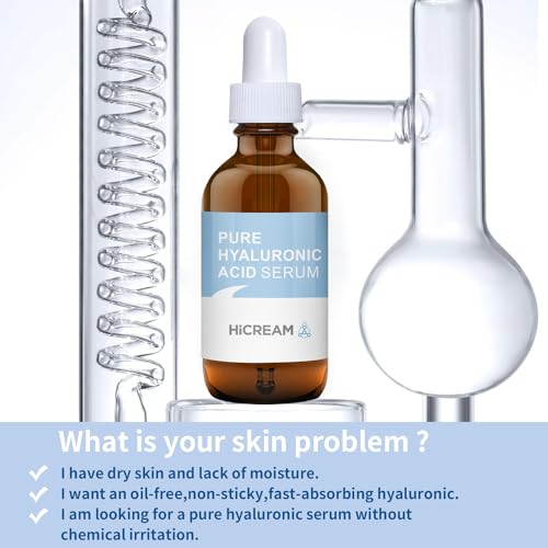 Hyaluronic Acid Serum for Face, Brightening Serum - Even Skin Tone, 100% Pure Anti Aging, Intense Hydration Moisture Non greasy Paraben Free, Water-based Skincare for Face (2 Oz)