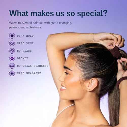 GIMME Beauty Thick Hair Extra Stretch Bands - Patent-Pending Design for Maximum Hold - Premium Ties for Thick & Curly Hair - Sleek & Strong Hold - Dark Brown, 6 Pack