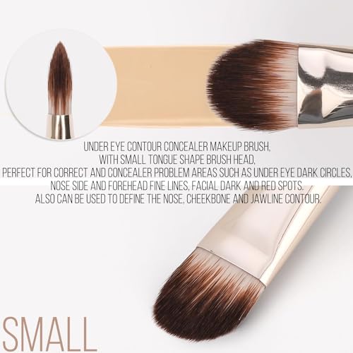 KINGMAS 2Pcs Flat Foundation & Concealer Brush Set - Korean Makeup Tools for Liquid & Cream Blending
