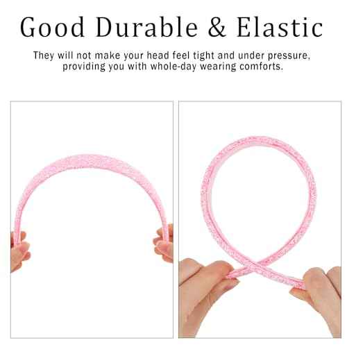 Girls Headbands, 3PCS Headbands for Girls Women Glitter Pink Rainbow White Headband Sparkly Sequin Headband Hair Accessories