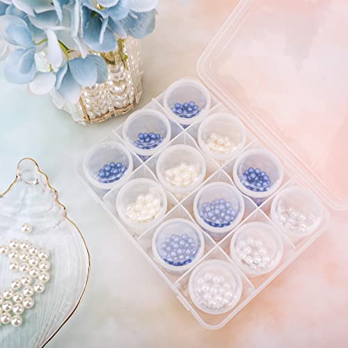 Segbeauty Clear Gem Organizer Box with 12 Compartment Jars