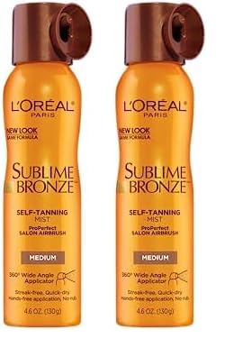 L'Oreal Paris Sublime Bronze Self Tanning Mist, Medium to Natural Spray Tan, 4.6 oz (Pack of 2)