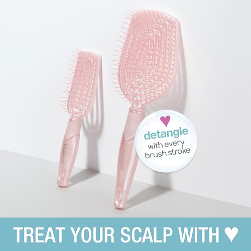 Conair Scalp Care Detangling hairbrush 2pk - Travel Hair Brush Set - Scalp Massager - hairbrushes for women & men - detangler for all lengths - use wet or dry - Blush Pink