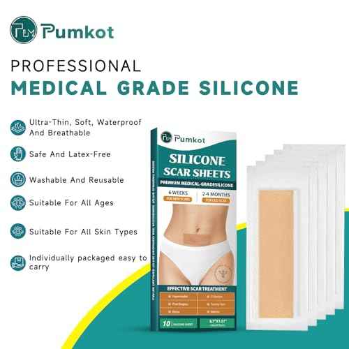 Silicone Scar Sheets, Silicone Scar Tape(5.7¡± x 1.57¡± 10 Pcs), Scar Removal Away Strips for Surgical Scars, Keloid, C-Section, Burn et