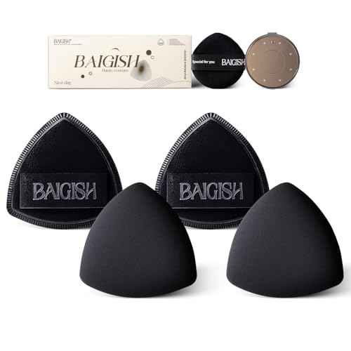 Makeup Sponge Set For Foundation Concealer, Triangle Powder Puff Soft Sponges Blender, Latex Free Blender Sponge For Liquid, Cream, and Powder Seamless & Flawless Makeup (Black)